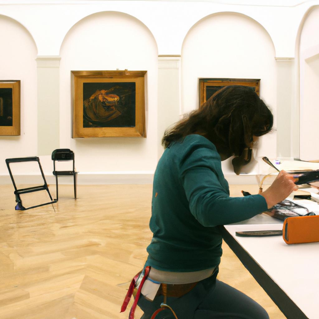 Person working in art museum