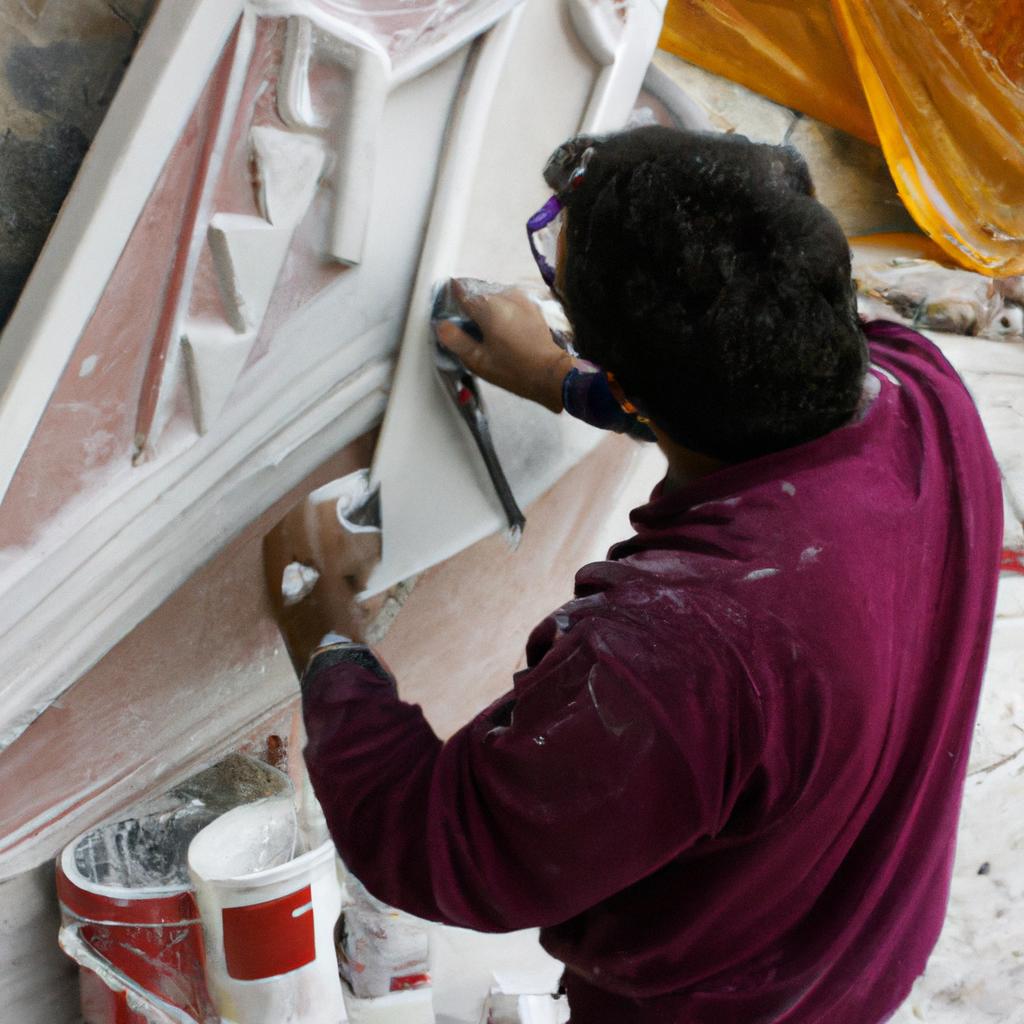 Person performing art restoration work